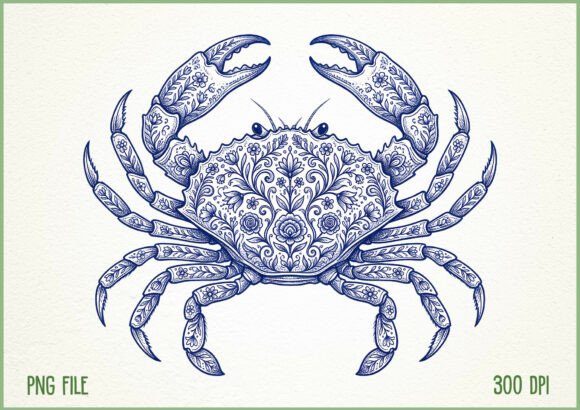 Download Blue Floral Crab Ocean Sea Life PNG - Crab Collection