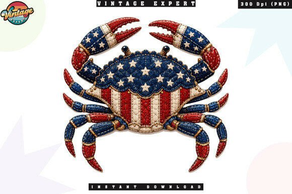 Download American Flag Crab Patchwork PNG - Crab Collection