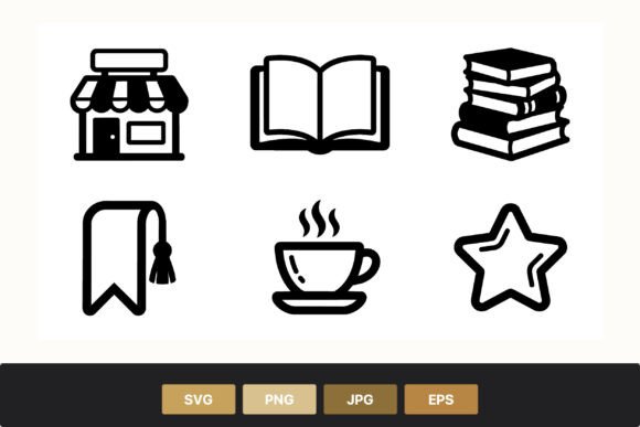 Download Book Coffee Store Icons Set - Premium Resources