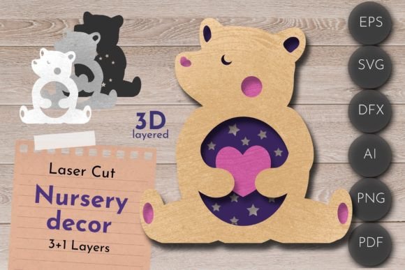 Download Nursery Decor, 3D Layered, Bear Lantern - Decor Collection