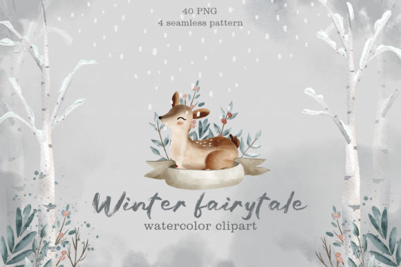 Download Watercolor Winter Baby Deer Clipart PNG - Deer clipart Collection