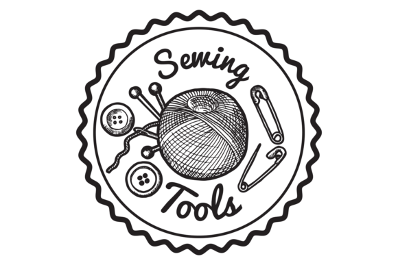 Download Sewing Tools Logo. Hand Drawn Store Labe - Premium Resources