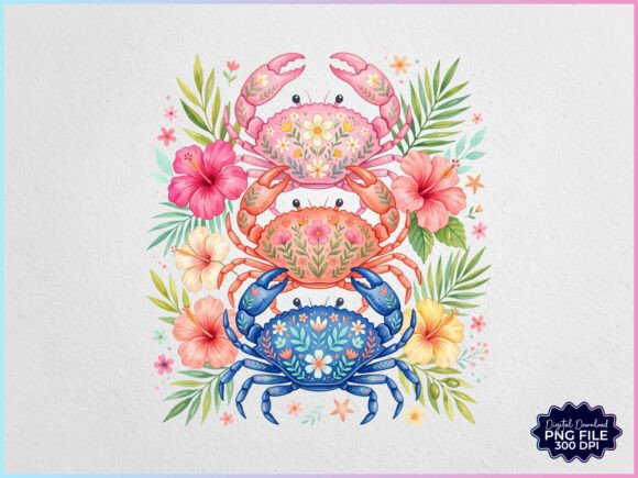 Download Floral Crab Coastal Summer Beach PNG - Crab Collection